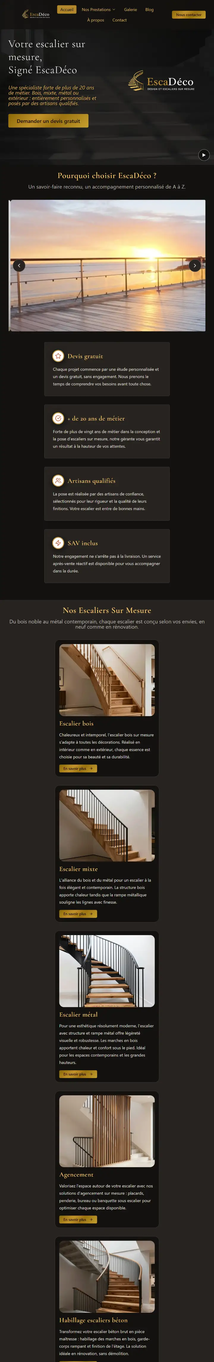 Site EscaDéco, rendu réel sur tablette